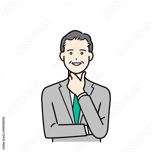 明るい表情の管理職 50代ビジネスマン ベクターイラスト素材