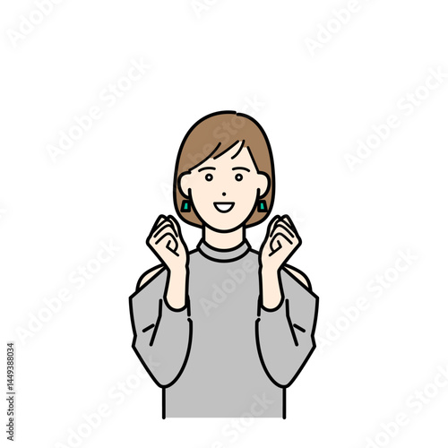 人物 明るくキラキラした表情の女性 イメージベクターイラスト素材