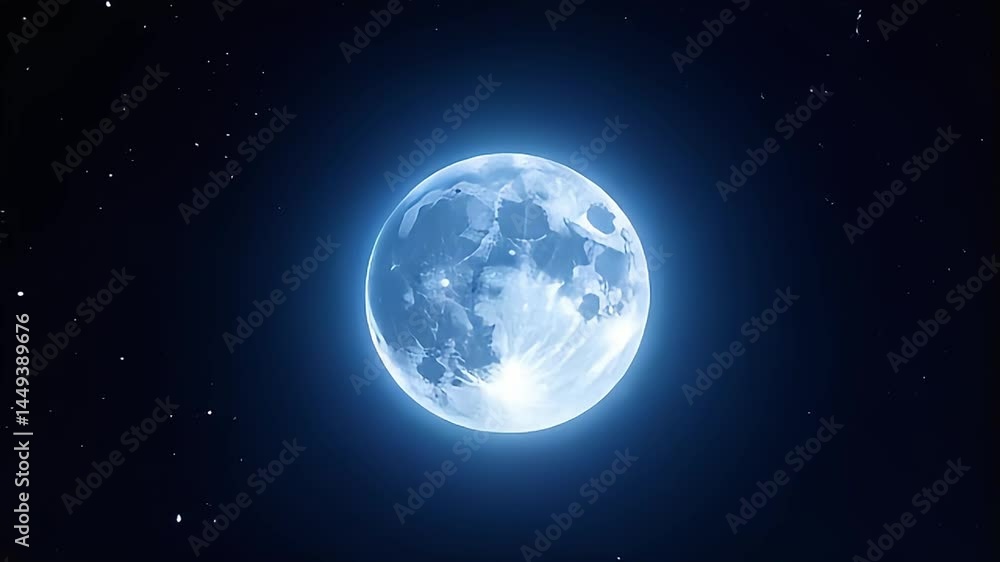 Glowing Lunar Orb Shines Among Distant Starry Field Dark Background Glowing Lunar Orb Shines Among Distant Starry Field Dark Background