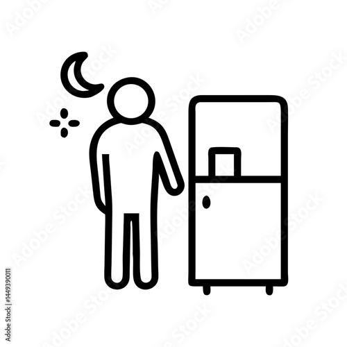 person at fridge at night late night eating on transparent background for web and graphic design