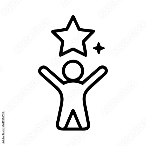 person with a star achievement empowerment on transparent background for web and graphic design