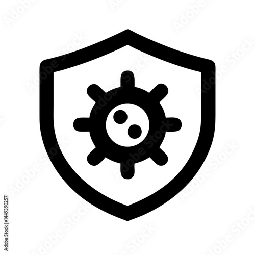 shield with virus immunity silhouette on transparent background for web and graphic design