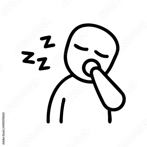 tired person yawning fatigue on transparent background for web and graphic design