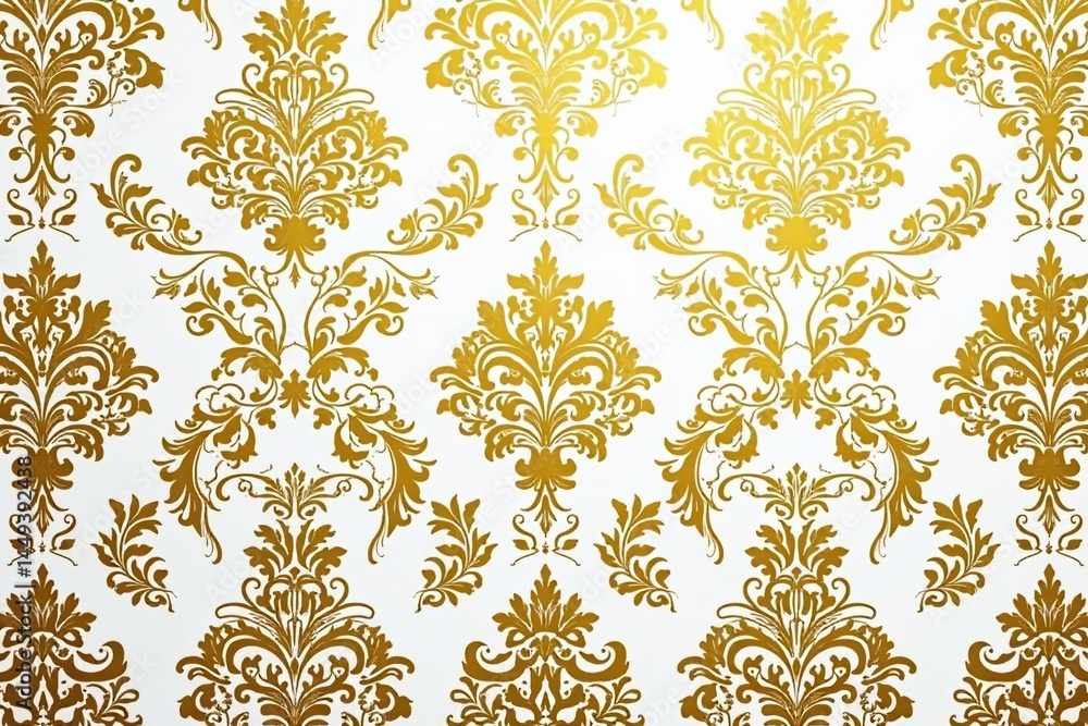 Intricate floral damask pattern in elegant gold and white , seamless, background texture, texture Intricate floral damask pattern in elegant gold and white , seamless, background texture, texture