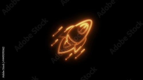 Wallpaper Mural Rocket launch neon sign animation with futuristic space concept on black background Torontodigital.ca