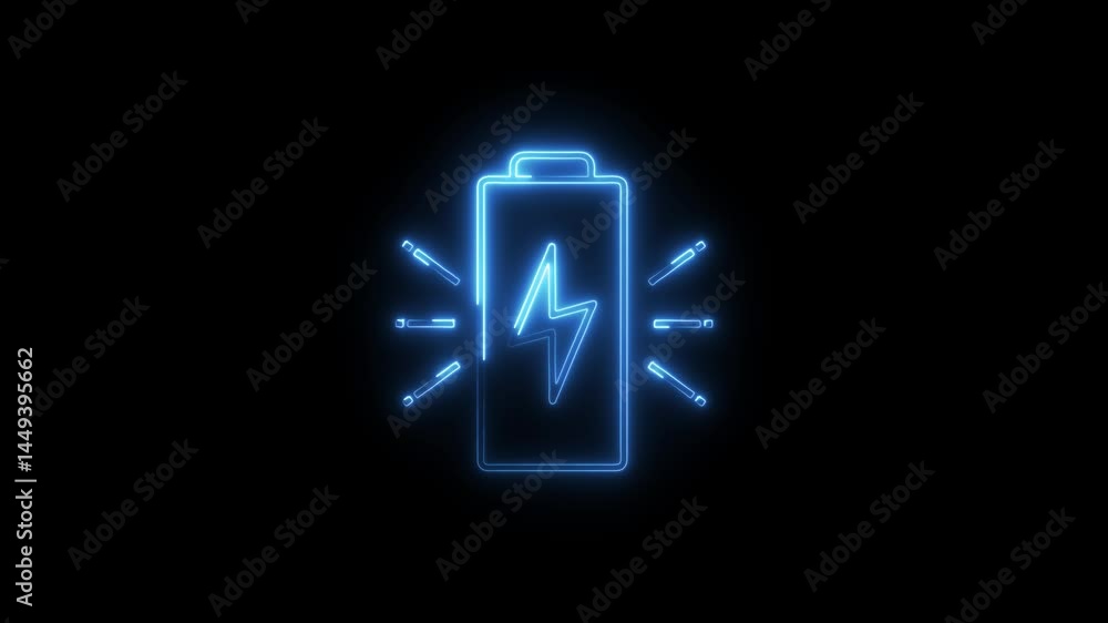 Neon charging battery animation on black background glowing energy technology concept animated icon symbol for energy storage Neon charging battery animation on black background glowing energy technology concept animated icon symbol for energy storage