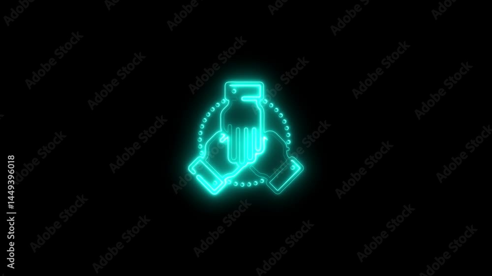 Illuminated neon vaccine icon rotating on black background for healthcare concepts Illuminated neon vaccine icon rotating on black background for healthcare concepts