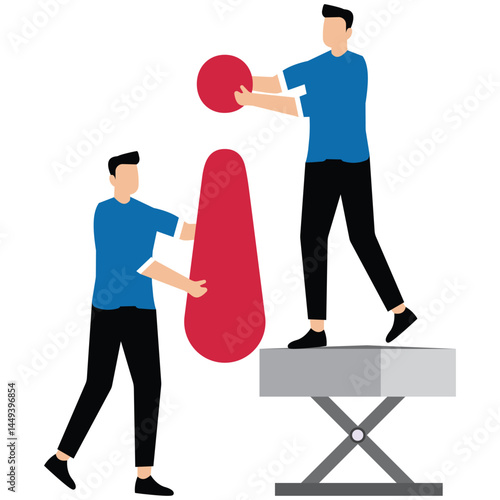 Businessman team build information symbol representing communication and providing