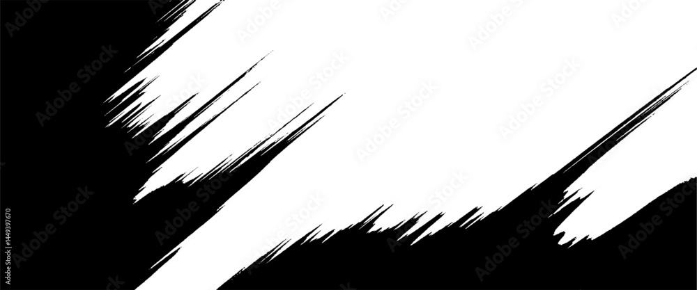 Vector black overlay monochrome grunge texture brush stroke