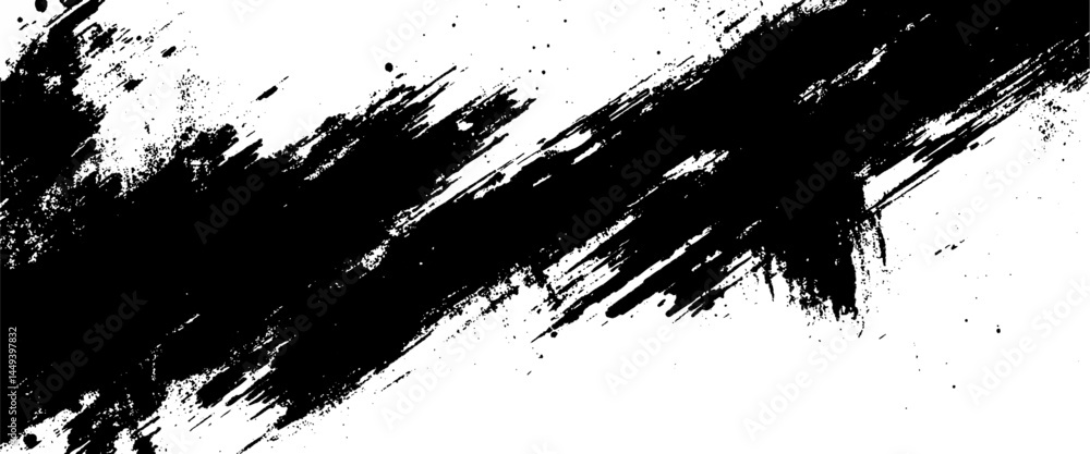 Vector new style black and white grunge paint brush stroke