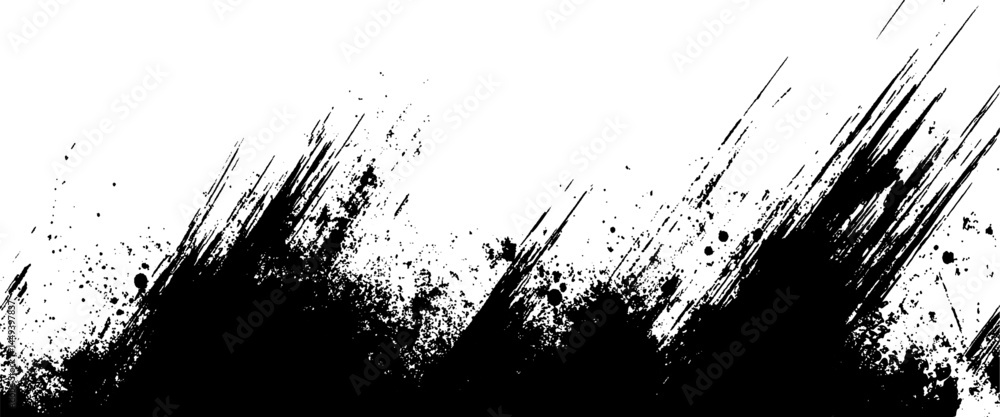 Vector abstract black paint brush stroke with Ink texture