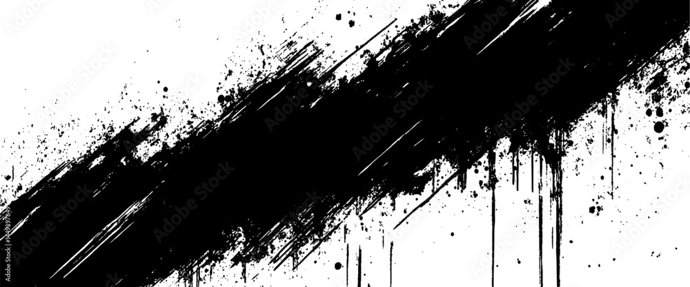 Vector abstract black paint brush stroke with Ink texture