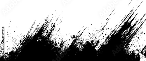 Obraz na płótnie Vector abstract black paint brush stroke with Ink texture w salonie