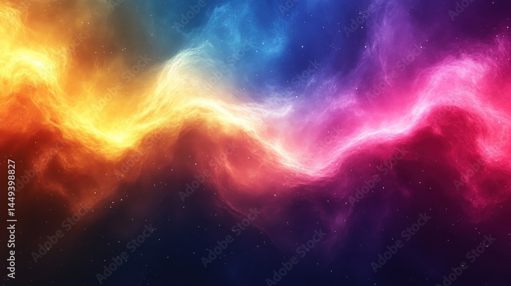 Fototapeta premium Vibrant celestial clouds forming a nebula with ethereal light trails