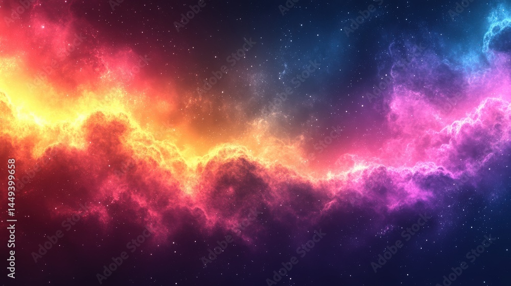 Fototapeta premium Ethereal Nebula Cloudscape with Vibrant Cosmic Radiance and Stellar Dust