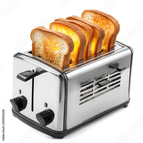Toaster with four slices of golden brown toast