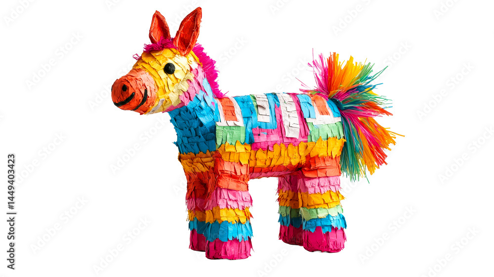 Festive paper mache donkey, party decoration, cut out transparent Festive paper mache donkey, party decoration, cut out transparent