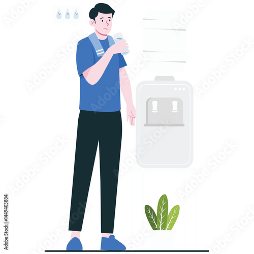 A man drinks water after exercise, showing the importance of staying hydrated.