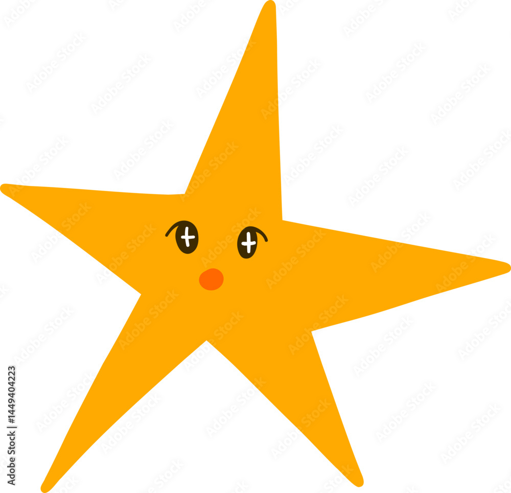 Obraz premium Yellow Star with Blushing Cheeks and Curious Eyes