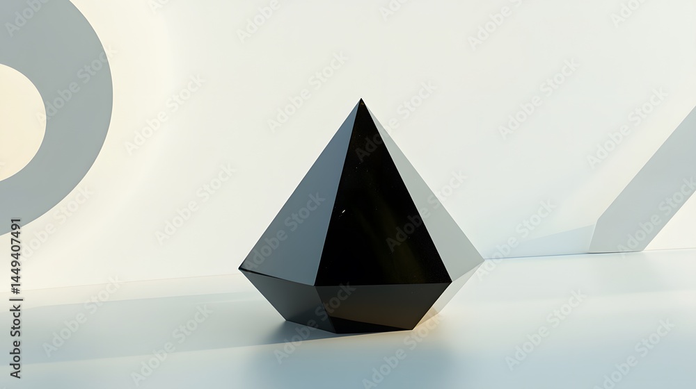 Fototapeta premium Abstract Black Diamond Geometry Minimalist 3D Render