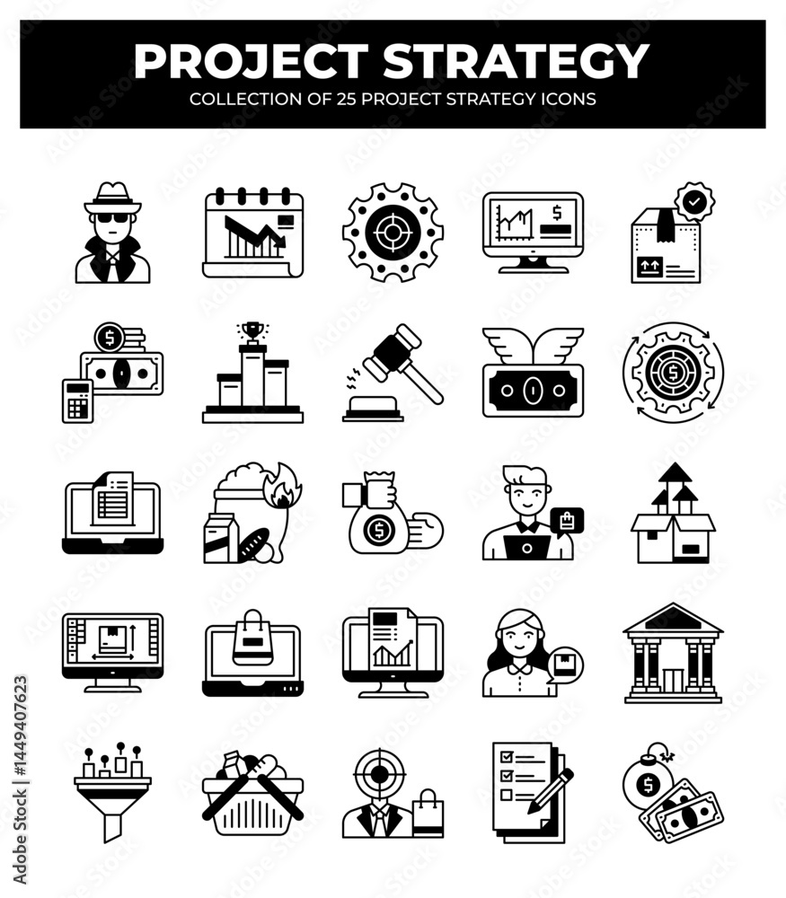 Project Strategy Icons: 25 Essential Icons for Business Planning Project Strategy Icons: 25 Essential Icons for Business Planning
