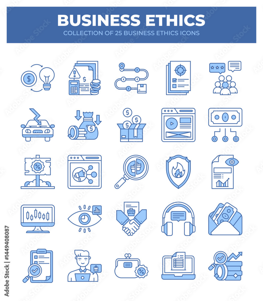 Collection of 25 Business Ethics Icons. Promoting Ethical Business Practices Collection of 25 Business Ethics Icons. Promoting Ethical Business Practices