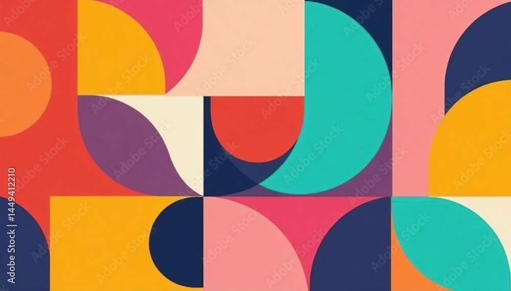 Simple geometric shapes repeat in a vibrant design , pattern, print, repeat Simple geometric shapes repeat in a vibrant design , pattern, print, repeat