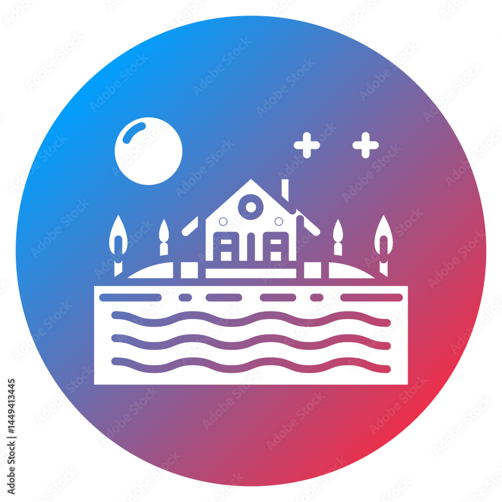 Fototapeta premium Waterfront Property Vector Icon