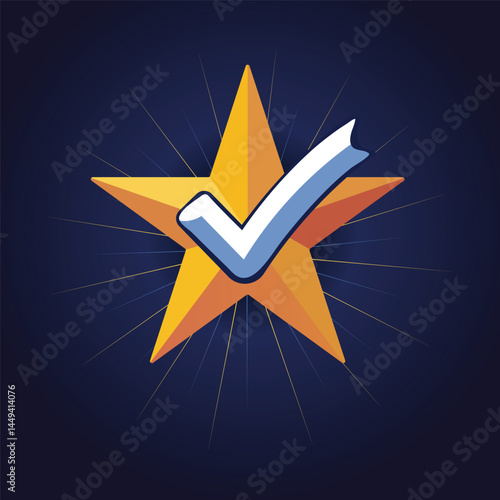 Verified Golden Star Checkmark Icon