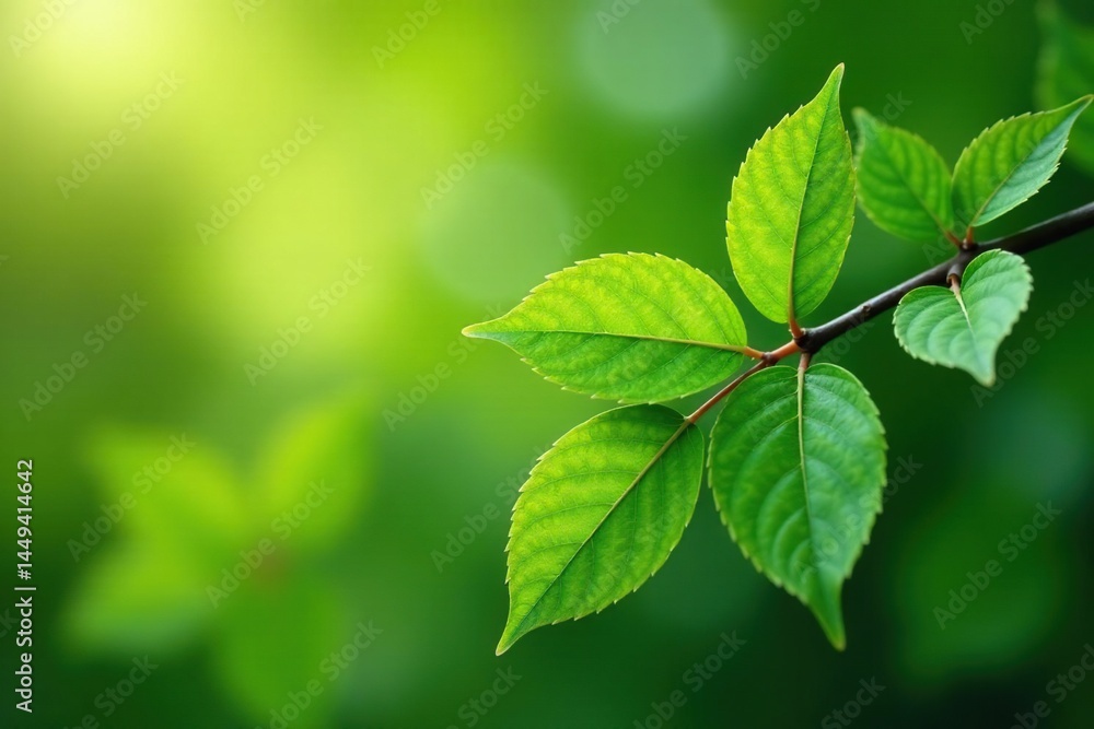 Symmetrical leaf arrangement on a branch, natural design , leaves, plant Symmetrical leaf arrangement on a branch, natural design , leaves, plant