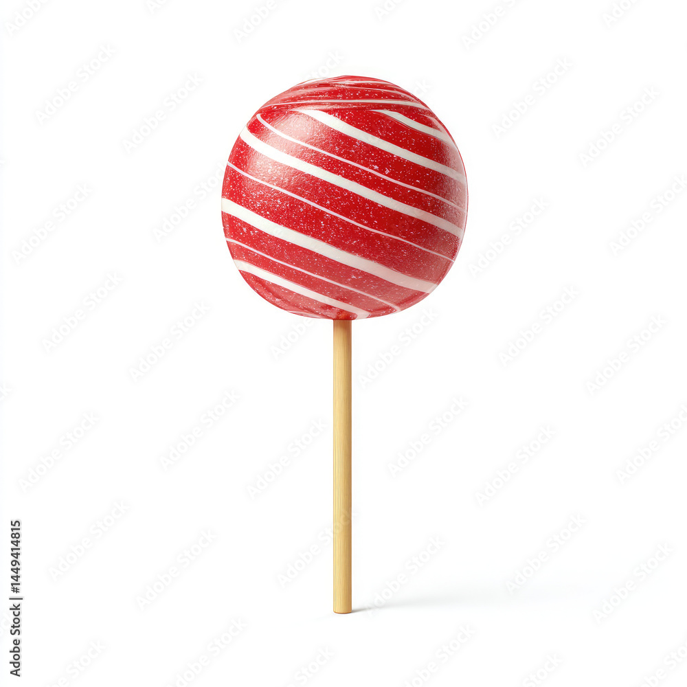 Round red and white striped lollipop on a stick Round red and white striped lollipop on a stick