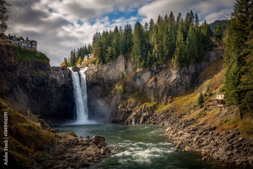 Snoqualmie Falls: A Majestic Waterfall Cascading Through Washington's Lush Forest and Gorge