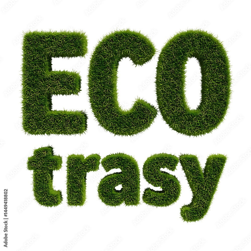 Eco trasy grass text effect for sustainable design and environmental awareness campaigns and eco projects on transparent background Eco trasy grass text effect for sustainable design and environmental awareness campaigns and eco projects on transparent background