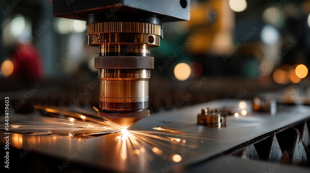 Precise Industrial Laser Cutting Metal Sheet in Workshop Precise Industrial Laser Cutting Metal Sheet in Workshop