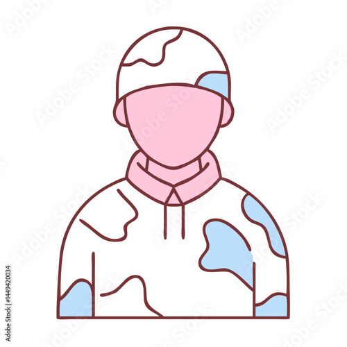 Camouflage-clad person in a simple design  