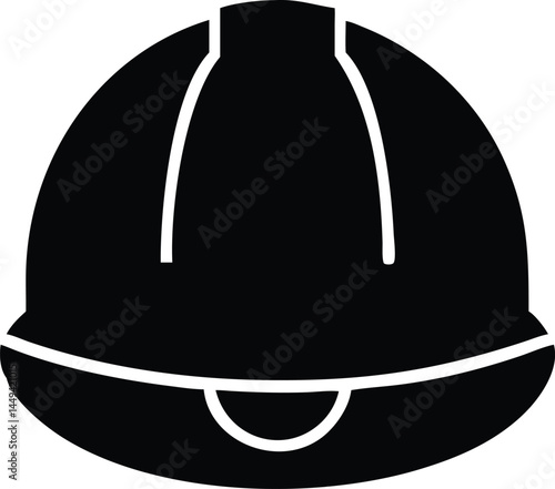 Black hardhat appears ready to protect from above in this safety first symbol