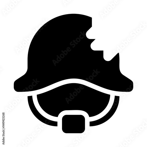 Cracked Helmet Solid Icon
