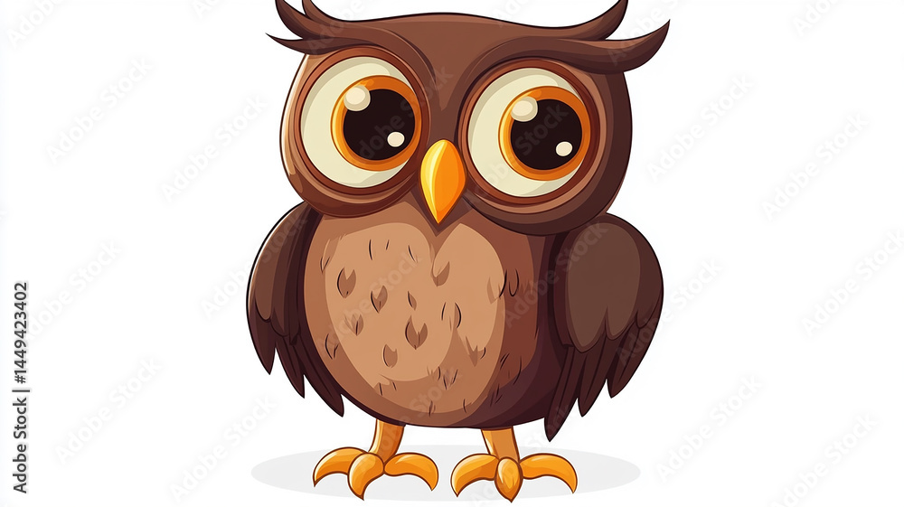 Fototapeta premium Cartoon owl character isolated on white background