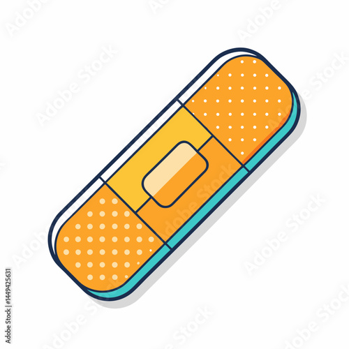 Cartoon illustration of an adhesive bandage, with a colorful and modern design