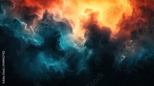 Wallpaper Mural Cosmic nebulae clash in vibrant hues (1) Torontodigital.ca