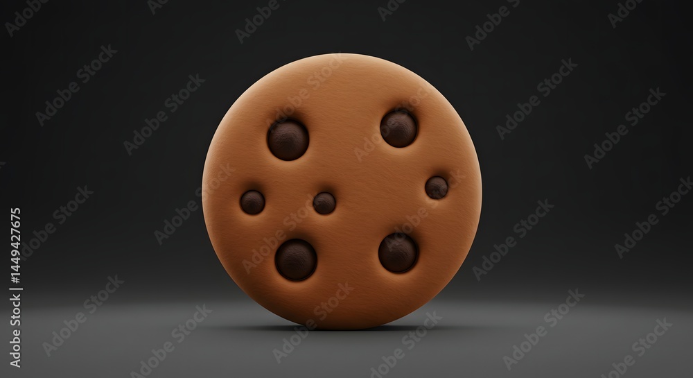 Obraz premium Delicious Chocolate Chip Cookie Isolated on Dark Background