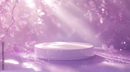 A soft purple background with an elegant podium.  3d background products minimal podium. Empty podium for product presentation. Perfect for beauty products or cosmetics. Mother's Day, Women's day
