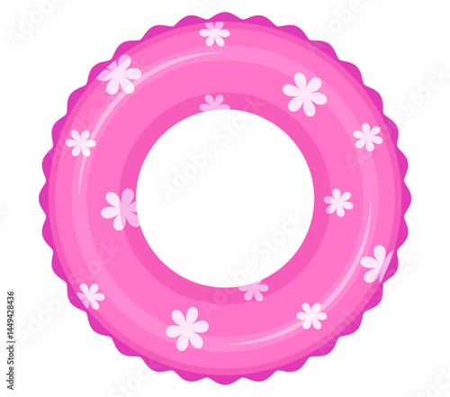 Pink flower rubber ring swimming float illustration inflatable cartoon