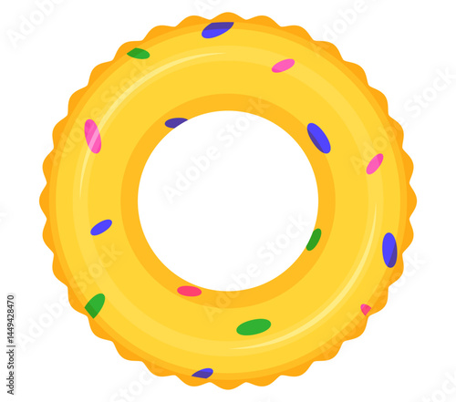 Yellow float ilnflatable swimming ring illustration cartoon summer clipart