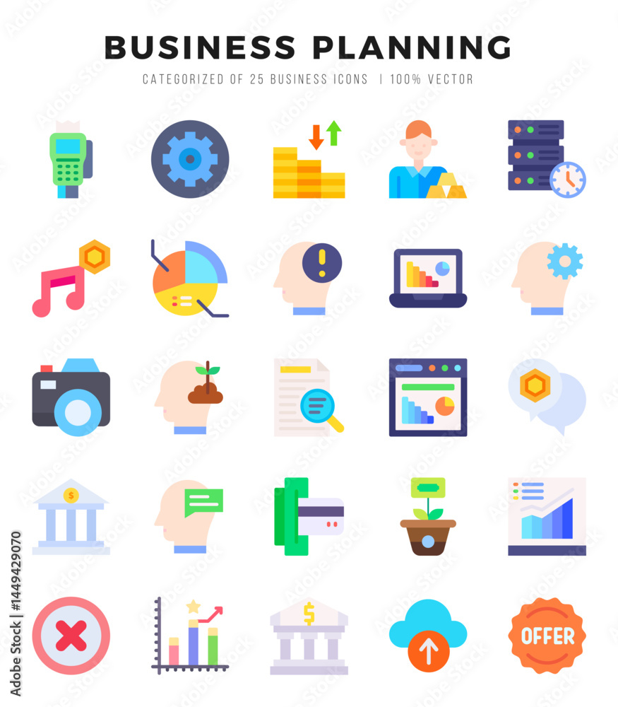 Business Planning web icons in Flat style. Business Planning web icons in Flat style.