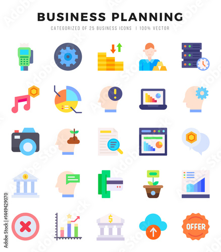 Business Planning web icons in Flat style.