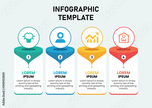 Modern infographic template with four colorful, 3D-styled columns business-infographics-template, Four-Step Infographic Template Design for Presentations