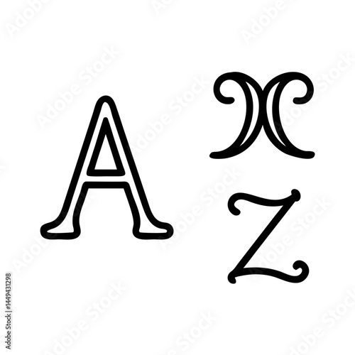 Watercolor vintage black letter a to z , alphabet for crest design, initials, monogram print. Vector font of grunge letters. Hand drawn ink alphabet. Grunge scratch type font.