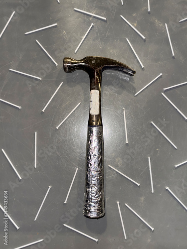 Hammer Still life with nails