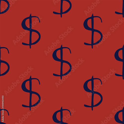 Seamless pattern with dollar currency symbol for decorative print, wrapping paper, greeting cards, wallpaper and fabric